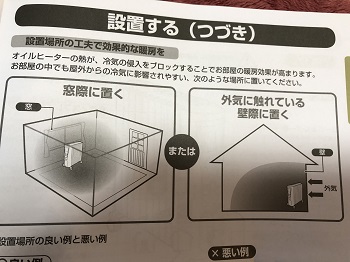 オイルヒーター設置場所